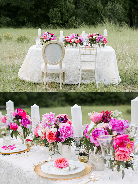 pink and fuchsia table details