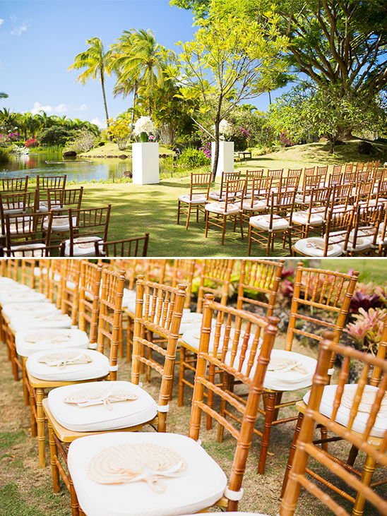 tropical wedding ceremony at Na Aina Kai Botanical Gardens @weddingchicks