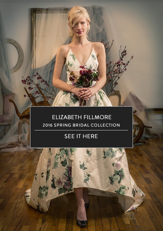 Elizabeth Fillmore 2016 Spring Bridal Collection features a floral wedding gown