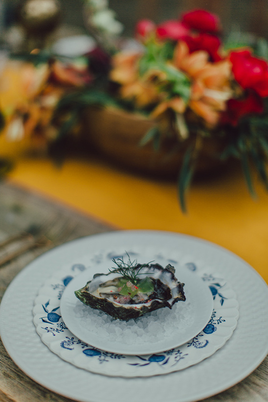 Gourmet oyster on ice served as an appetizer plate