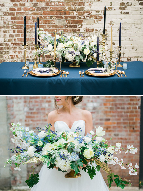 beautiful blue and white floral centerpiece