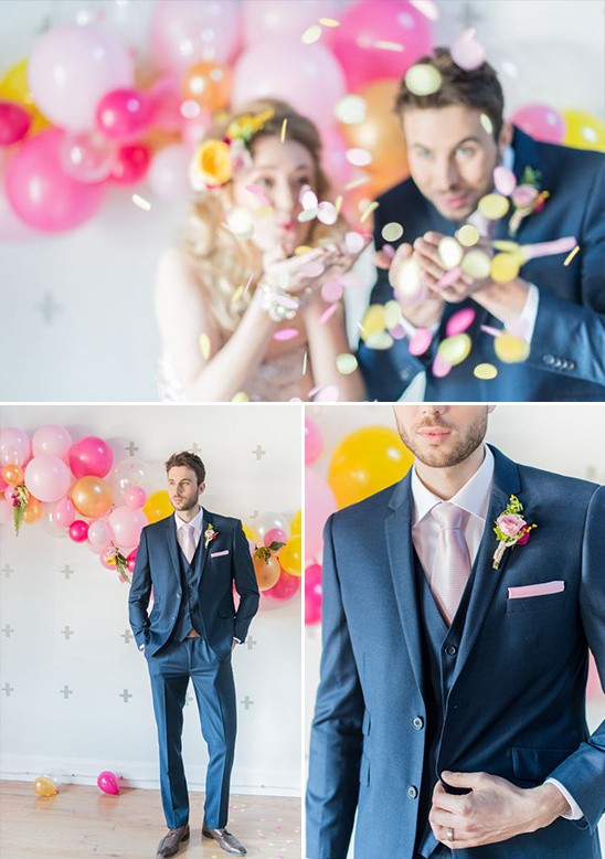 navy and pink groom look