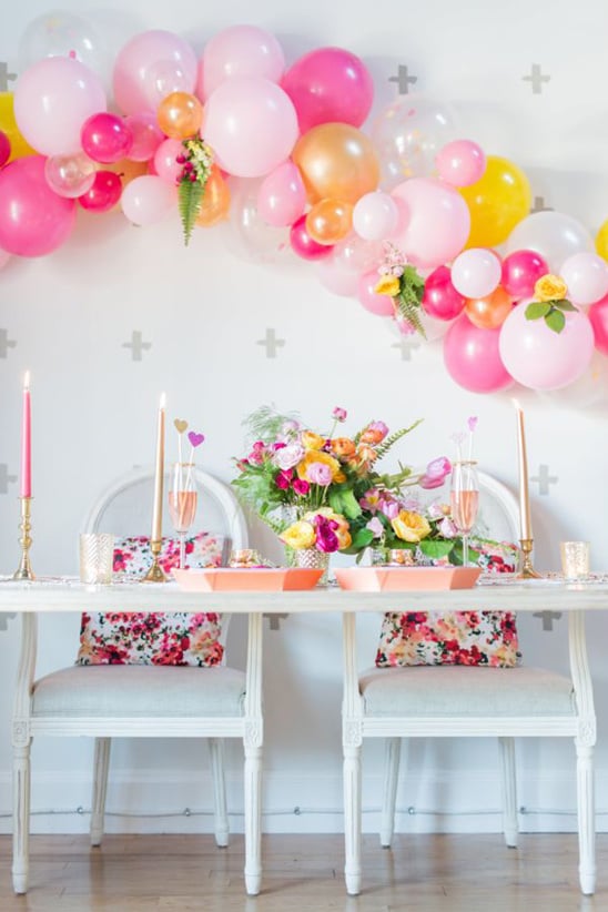 modern pink and gold sweetheart table