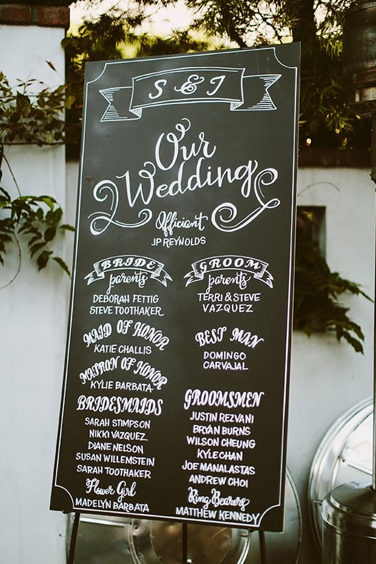 chalkboard wedding program sign @weddingchicks