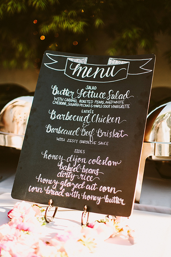 chalkboard wedding menu sign @weddingchicks