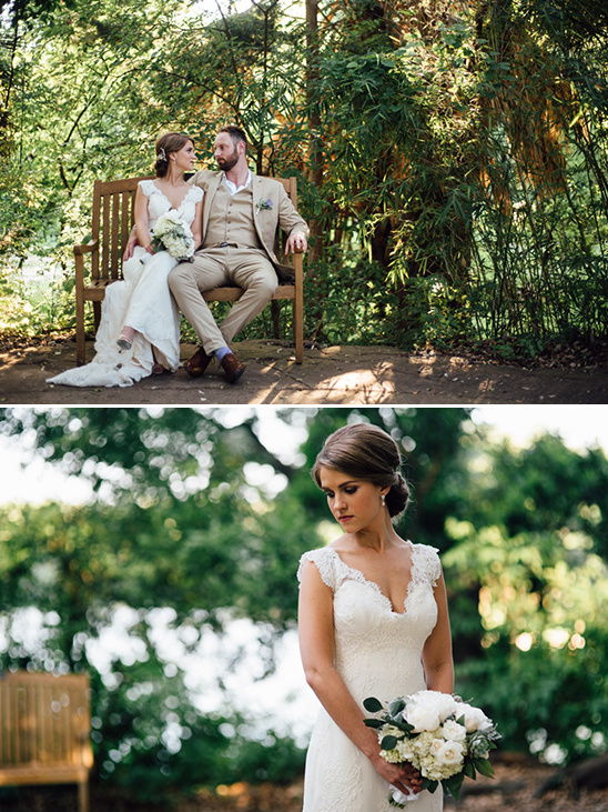 A beautiful couple on their wedding day posing in nature