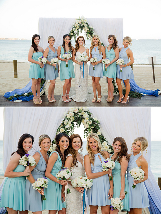 shades of blue bridesmaid dresses @weddingchicks