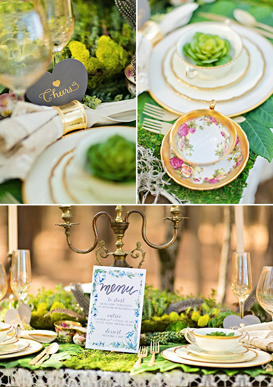 table decor with succulents and teacups @weddingchicks