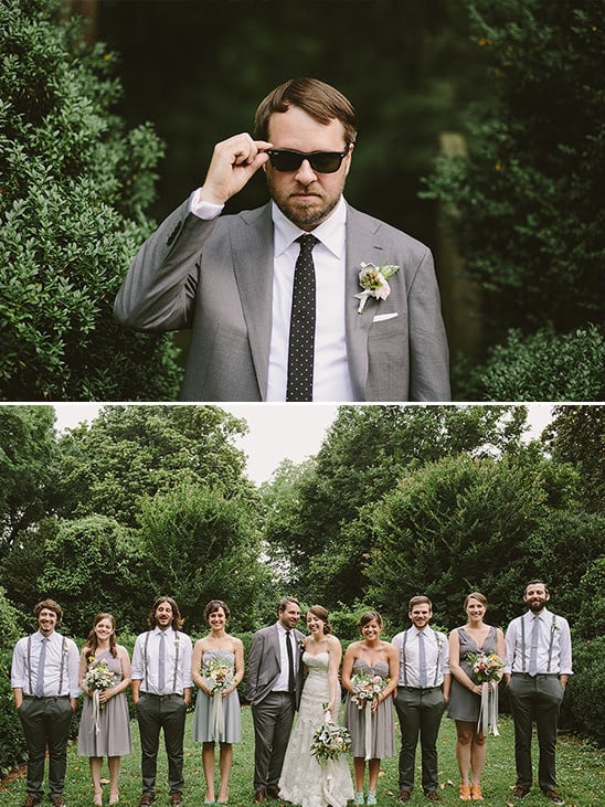 gray and white wedding party
