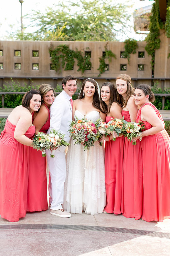 coral pink bridesmaid dresses @weddingchicks
