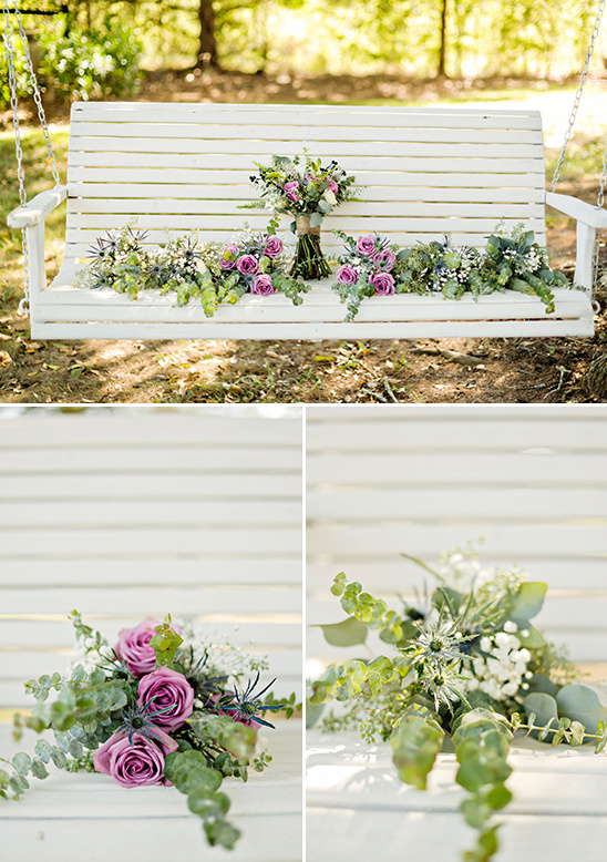 purple and cream flower bouquets @weddingchicks