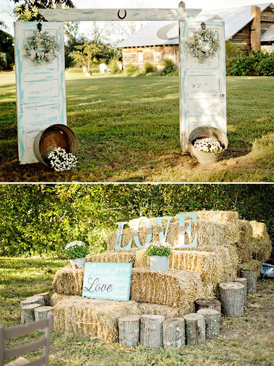 door and hay bales wedding decor ideas @weddingchicks