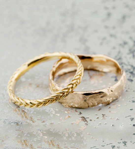 Beautiful fair mined gold wedding bands from Bario Neal @weddingchicks