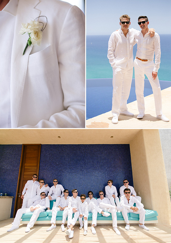 Thayer Wiederhorn white groomsmen attire @weddingchicks