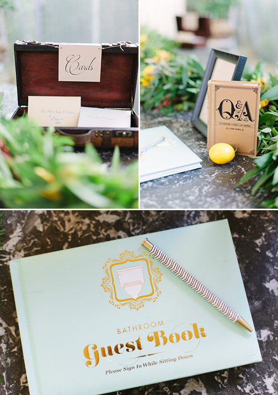 Wedding reception details cards guestbook and Q and A