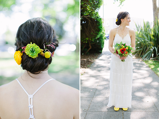 floral hair updo idea @weddingchicks