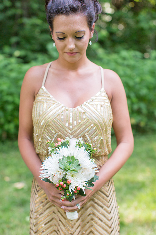 gold maid of honor dress @weddingchicks