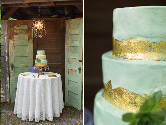 mint and gold cake @weddingchicks
