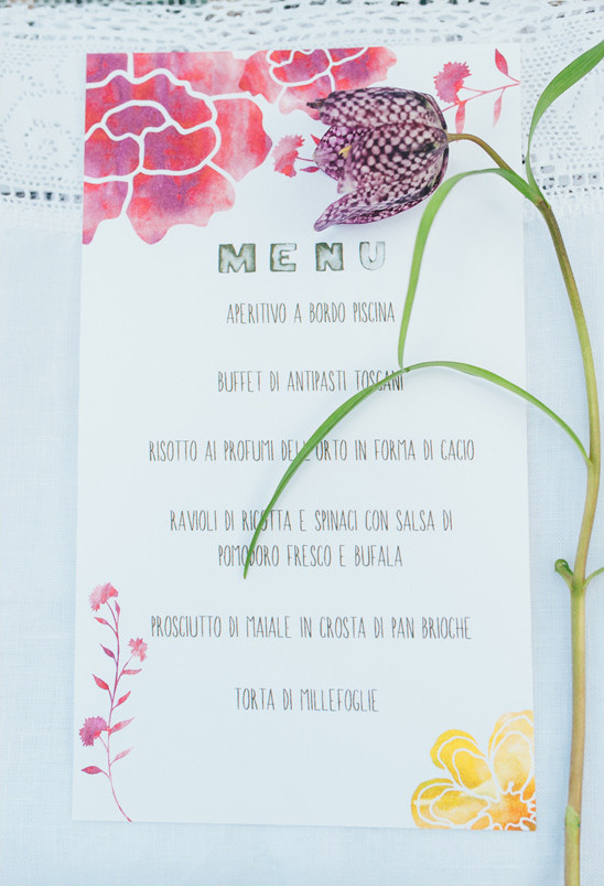watercolor menu @weddingchicks