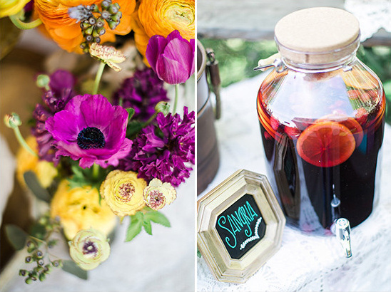 Vibrant flowers and refreshing sangria at an outdoor gathering