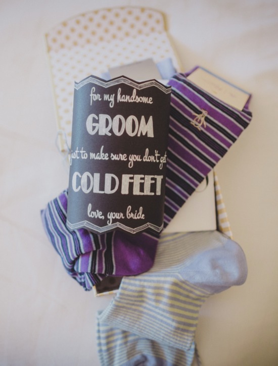 Groom cold feet socks gift from bride wedding present
