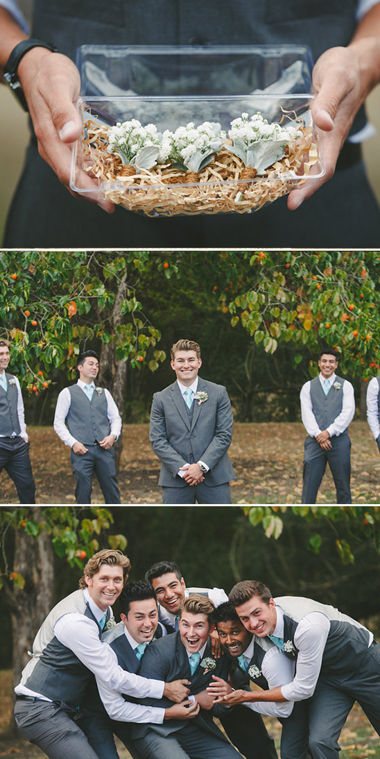Wedding image with groom and groomsmen enjoying the moment
