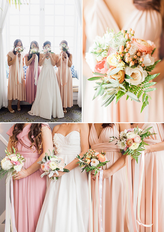 peach and pink bridesmaids @weddingchicks