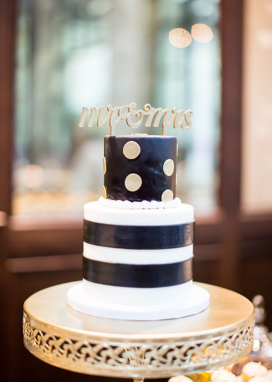 stripe and polka dot wedding cake @weddingchicks