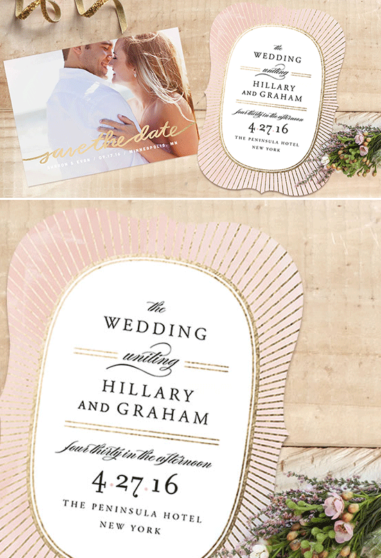 gold foil wedding invites from minted @weddingchicks