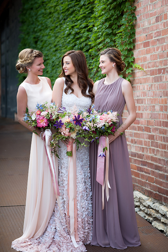 pink and purple bridesmaid dresses @weddingchicks