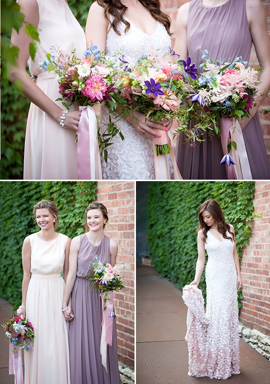 pink and purple bridesmaid bouquets @weddingchicks