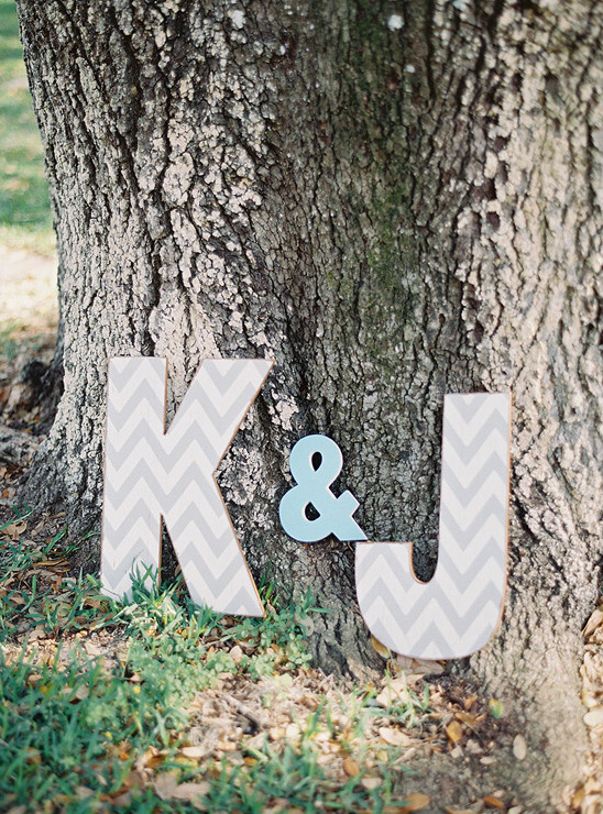 K and J initials with a chevron pattern, perfect for wedding decor