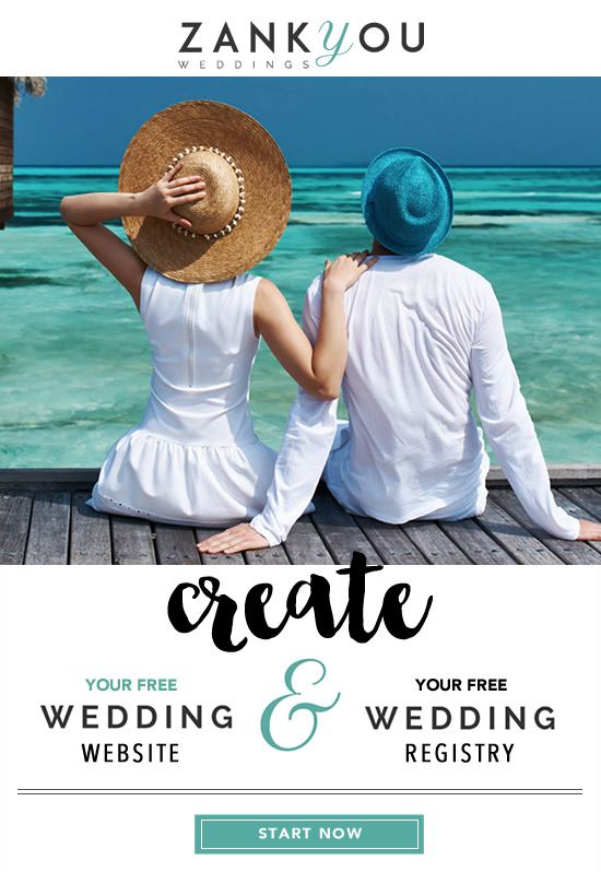 Couple on the beach wedding website create and registry