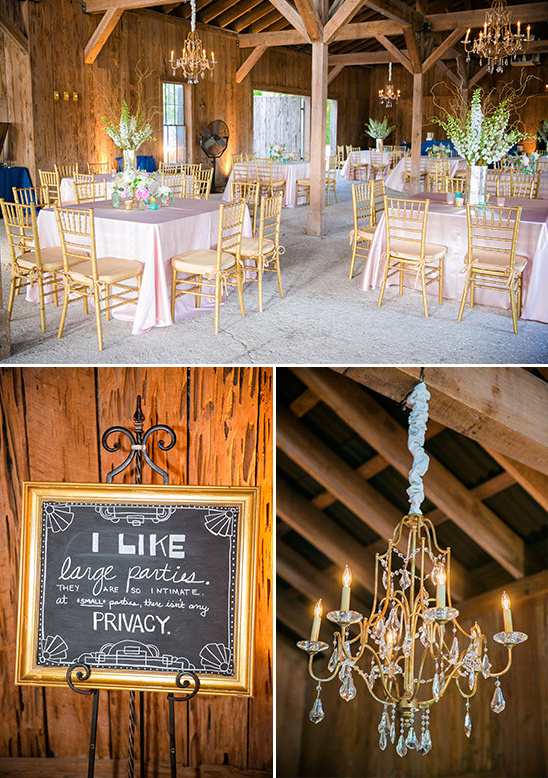 Rustic barn wedding reception with elegant details