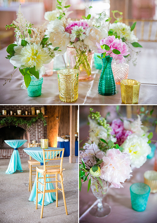 Elegant wedding reception decor with floral arrangements