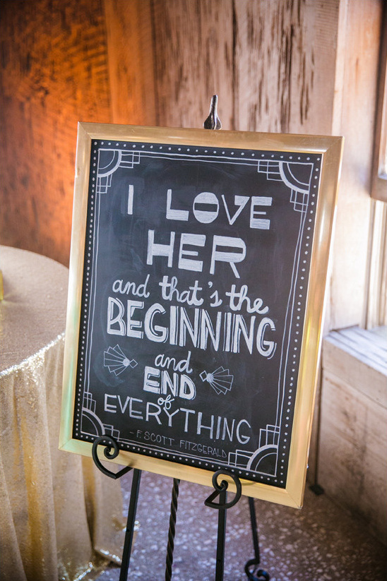 I love her F Scott Fitzgerald quote on chalkboard sign
