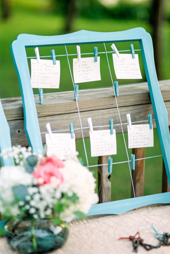 DIY blue frame wedding seating chart display ideas