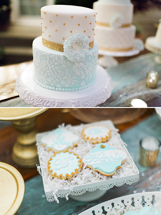 blue and gold dessert table @weddingchicks