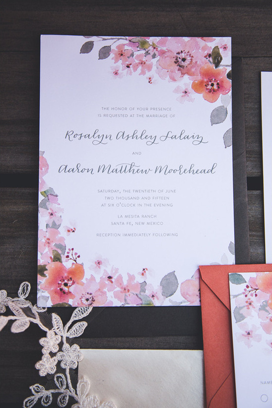 pink flower wedding invitation @weddingchicks