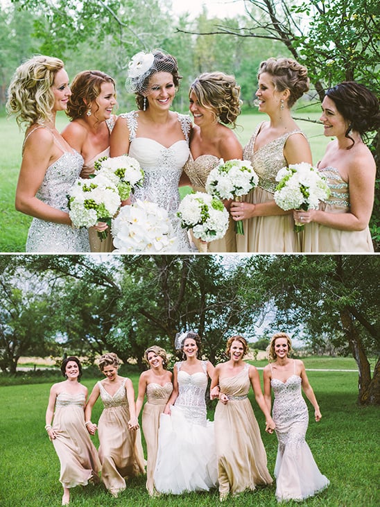 gold bridesmaid dresses @weddingchicks