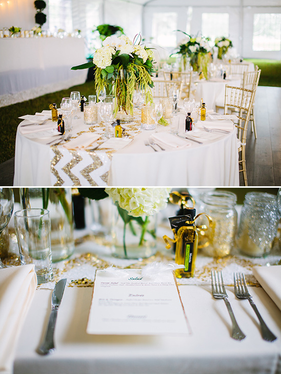 Elegant wedding table setup with flowers and favors