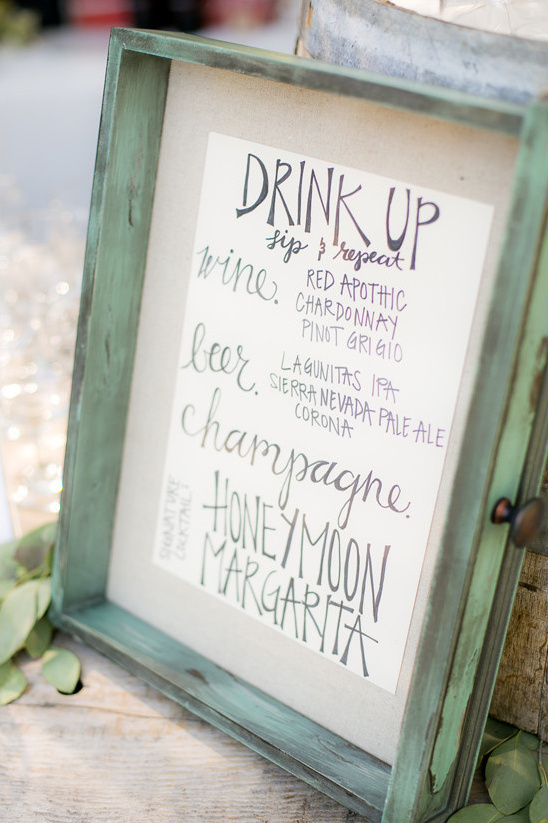 cocktail menu @weddingchicks