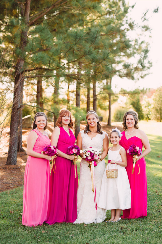 bright pink bridesmaid dresses @weddingchicks