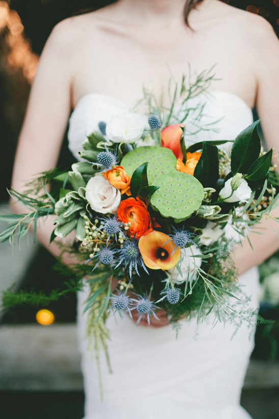 Lotus Pod and Thistle Bouquet