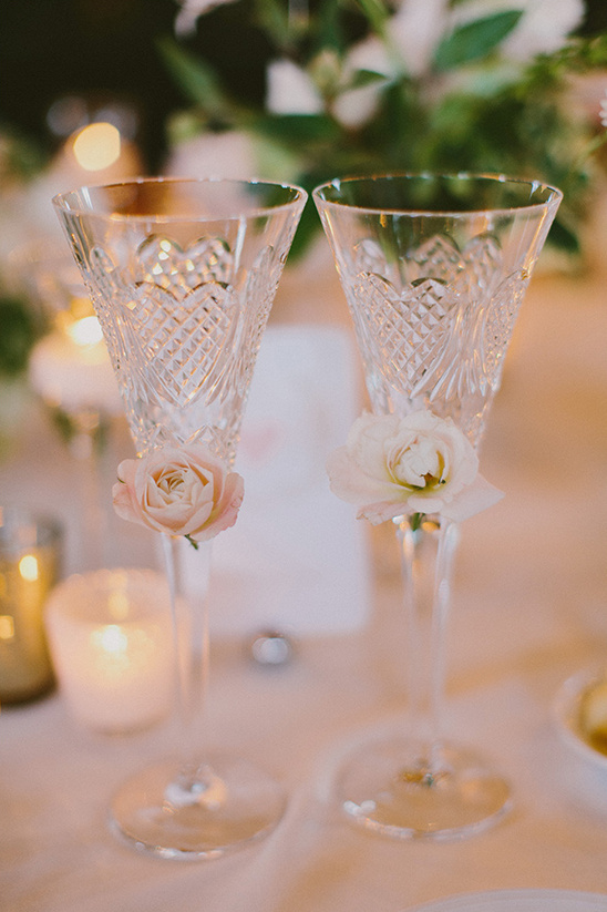 flower embellished toast glasses @weddingchicks