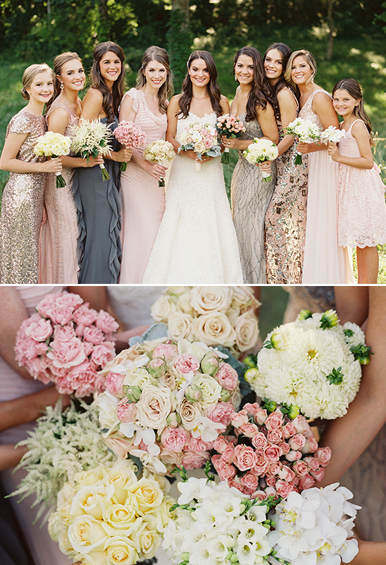 different flower bridesmaid bouquets @weddingchicks