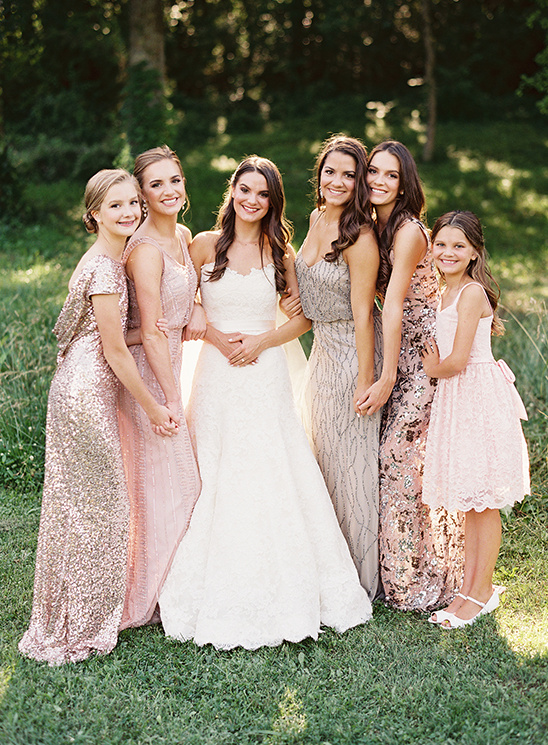blush and shimmer bridesmaid dresses @weddingchicks