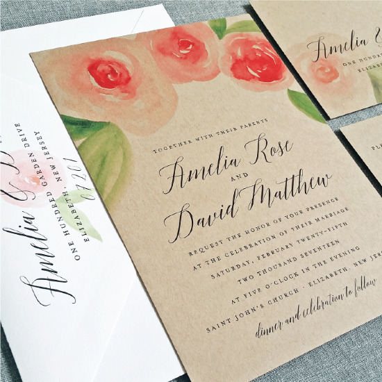 Kraft paper wedding invitations from Cricket Printing @weddingchicks