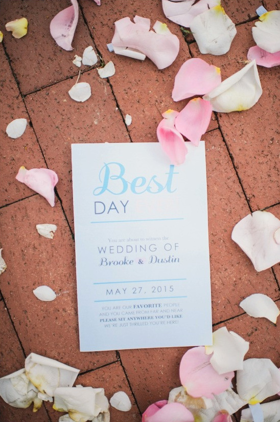 Brooke and Dustins Wedding May 27 2015 invitation with petals