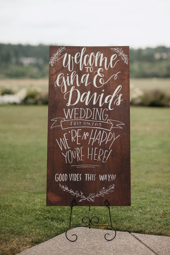 Wedding sign for Gina and David July 11th 2015 welcome